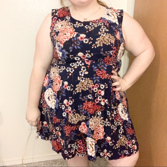 Sunny Girl Dresses & Skirts - SUNNY GIRL Blue Floral Skater Dress Plus Size 2X